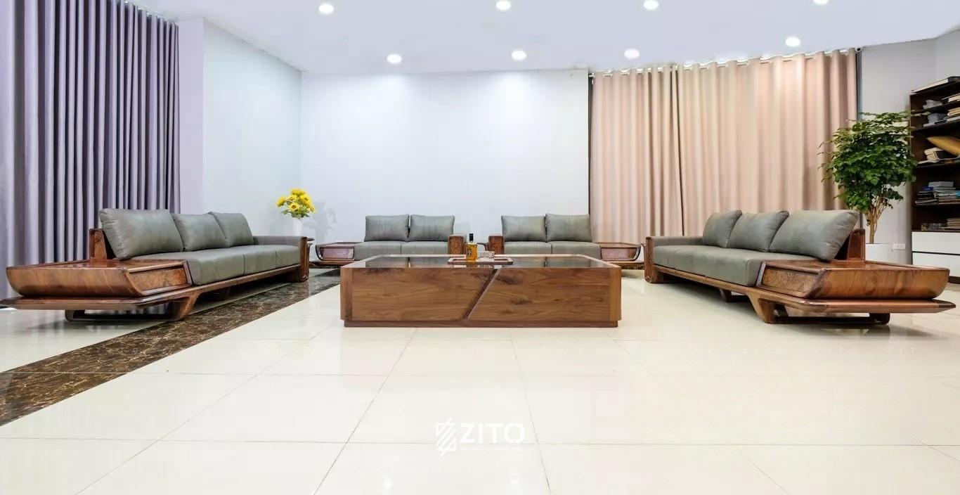 Sofa gỗ chữ U cho biệt thự ZG 186 cỡ đại